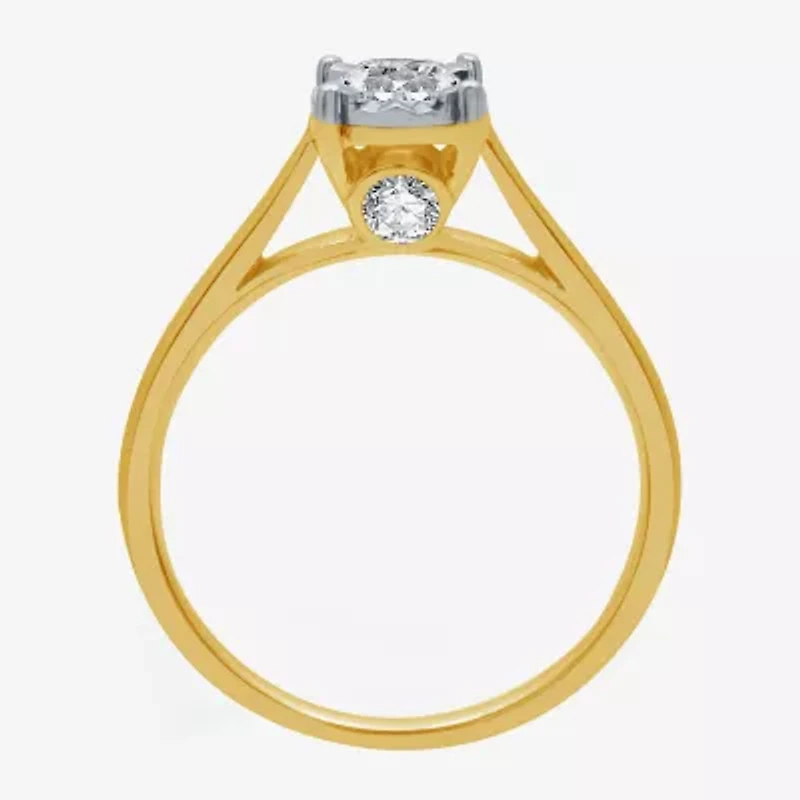 H-I / I1) Womens / CT. Lab Grown White Diamond 10K Gold Round Solitaire Engagement Ring