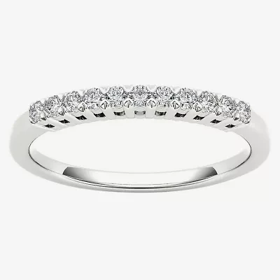 Womens 2MM 1/5 CT. Natural White Diamond 10K Gold Wedding Band