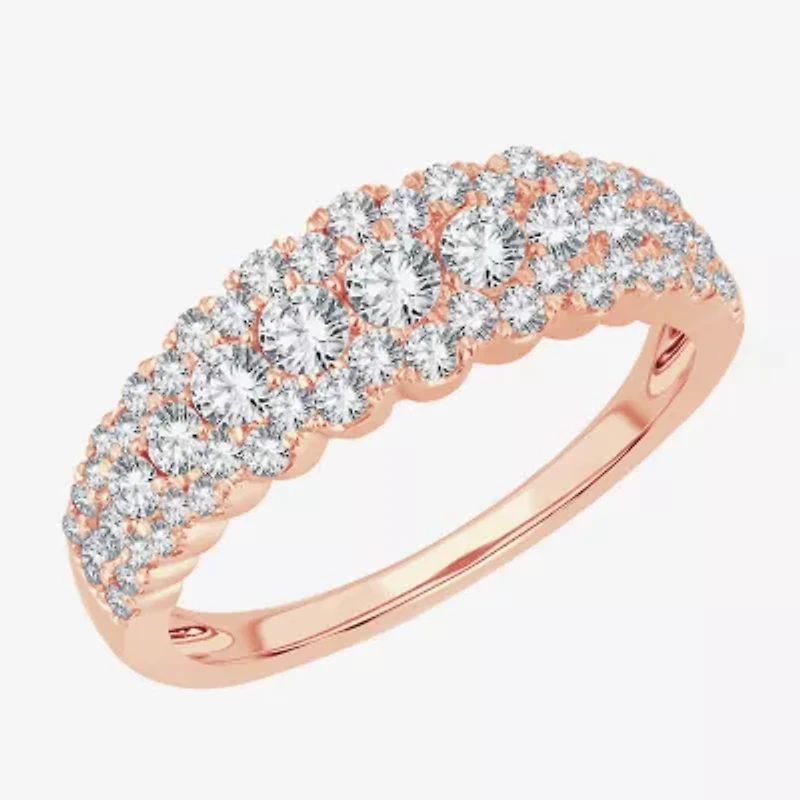 Womens 1 1/ CT. T.W. Natural White Diamond 10K Rose Gold Anniversary Band