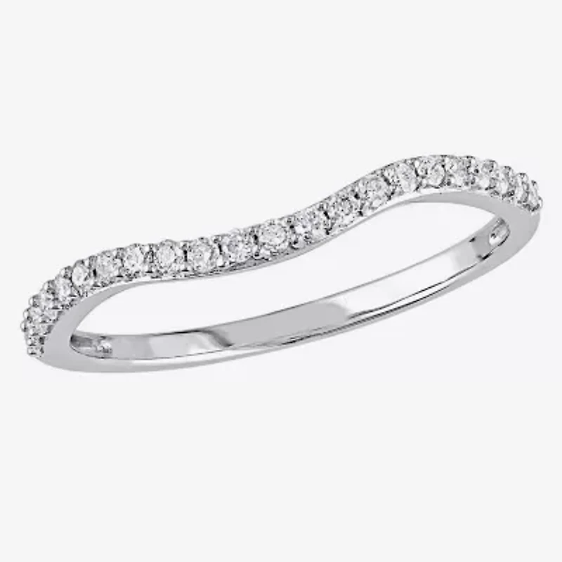 Womens 1/4 CT. T.W. Natural White Diamond 14K Gold Curved Wedding Band