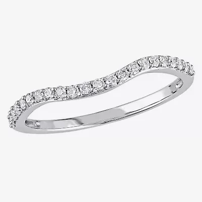 Womens 1/4 CT. T.W. Natural White Diamond 14K Gold Curved Wedding Band