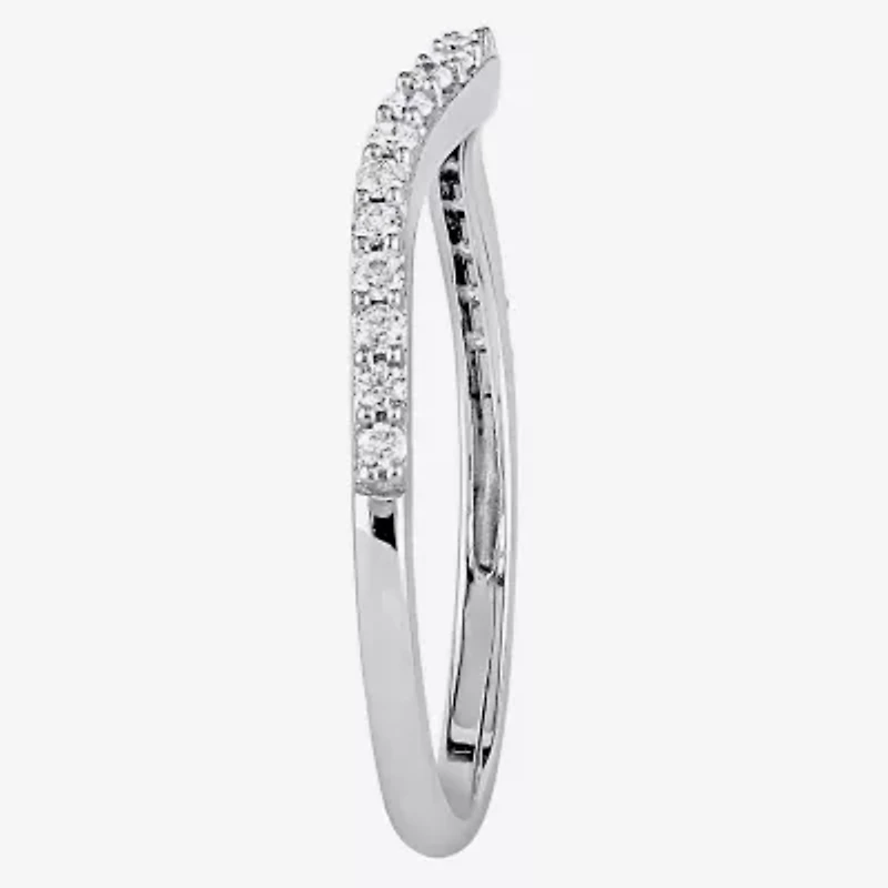 Womens 1/4 CT. T.W. Natural White Diamond 14K Gold Curved Wedding Band