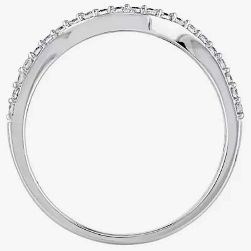 Womens 1/4 CT. T.W. Natural White Diamond 14K Gold Curved Wedding Band