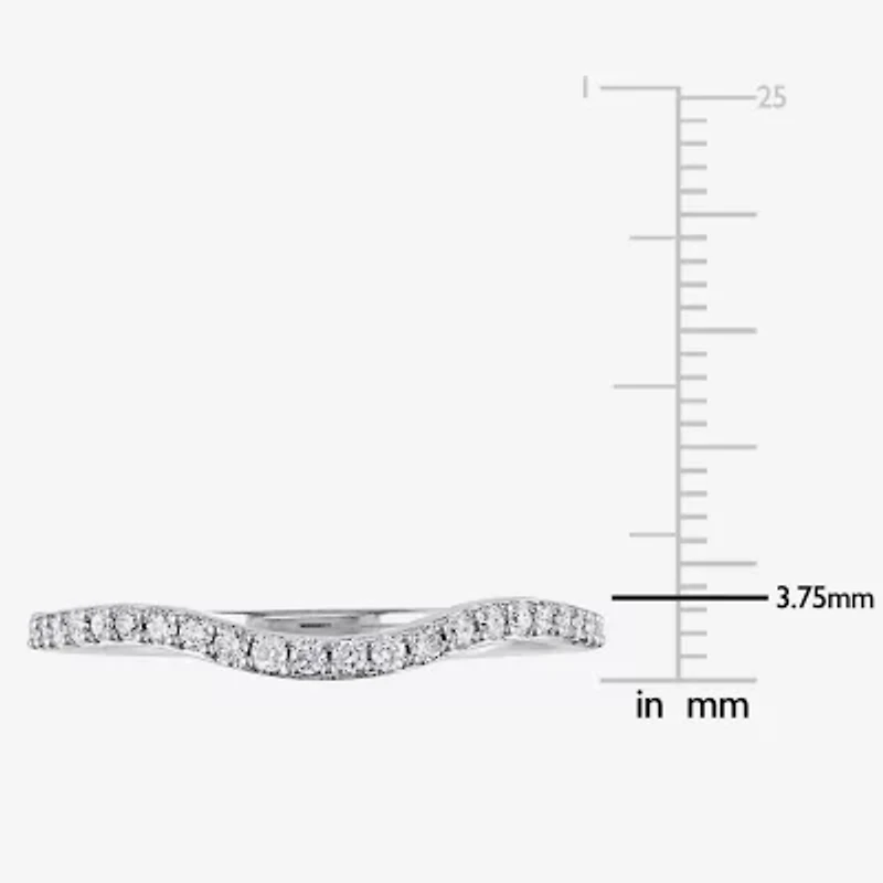 Womens 1/4 CT. T.W. Natural White Diamond 14K Gold Curved Wedding Band