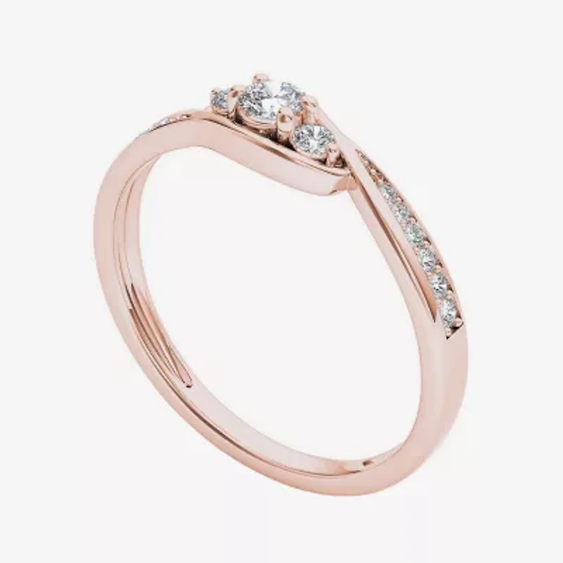 1/ CT.T.W. Natural Diamond 10K Rose Gold 3-Stone Engagement Ring