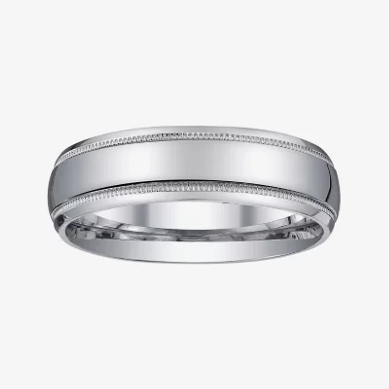 Personalized Mens 6mm Comfort Fit Sterling Silver Wedding Band