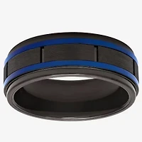 "Thin Blue Line" Mens 8MM Tungsten Wedding Band