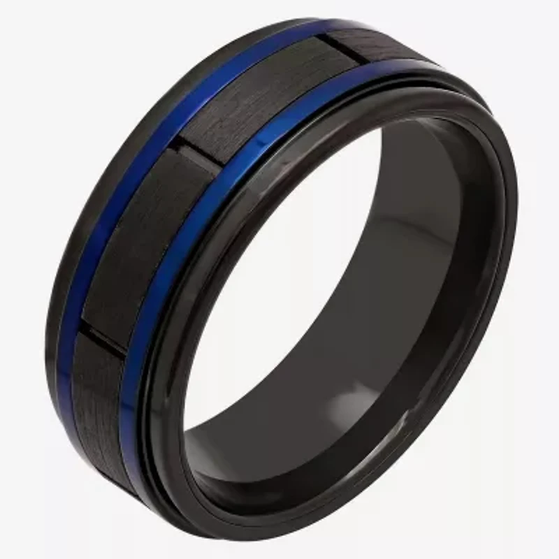 "Thin Blue Line" Mens 8MM Tungsten Wedding Band