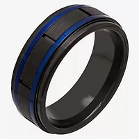 "Thin Blue Line" Mens 8MM Tungsten Wedding Band