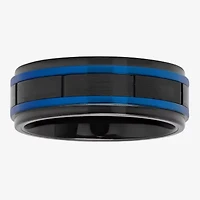 "Thin Blue Line" Mens 8MM Tungsten Wedding Band