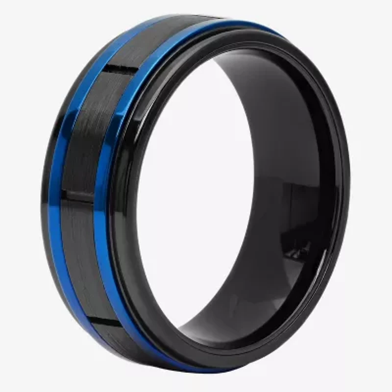 "Thin Blue Line" Mens 8MM Tungsten Wedding Band