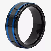 "Thin Blue Line" Mens 8MM Tungsten Wedding Band