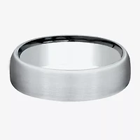 Mens 6.5MM 10K White Gold Wedding Band