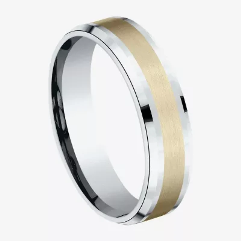 Mens 6MM 10K Two Tone Gold Wedding Band
