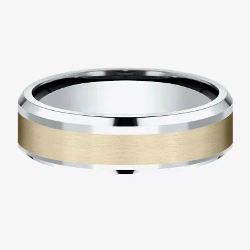 Mens 6MM 10K Two Tone Gold Wedding Band