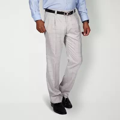 Steve Harvey Mens Windowpane Classic Fit Pleated Front Suit Pant