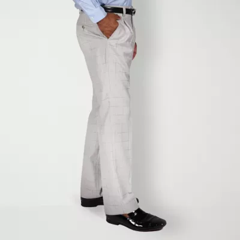 Steve Harvey Mens Windowpane Classic Fit Pleated Front Suit Pant