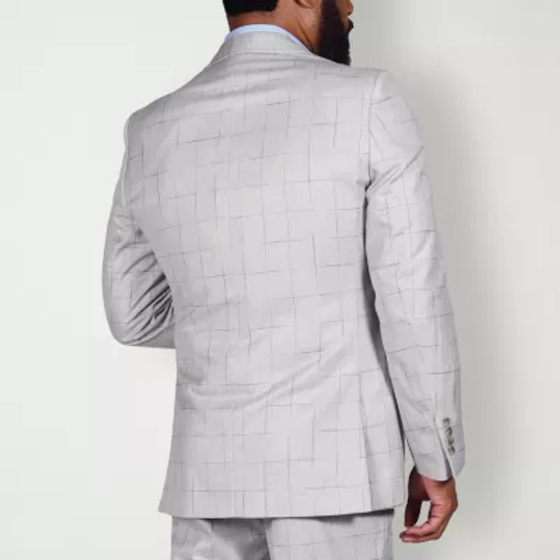 Steve Harvey Mens Classic Fit Windowpane Suit Jacket