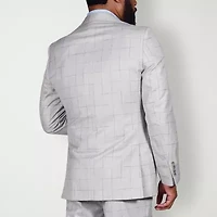 Steve Harvey Mens Classic Fit Windowpane Suit Jacket