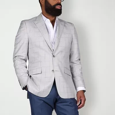 Steve Harvey Mens Classic Fit Windowpane Suit Jacket