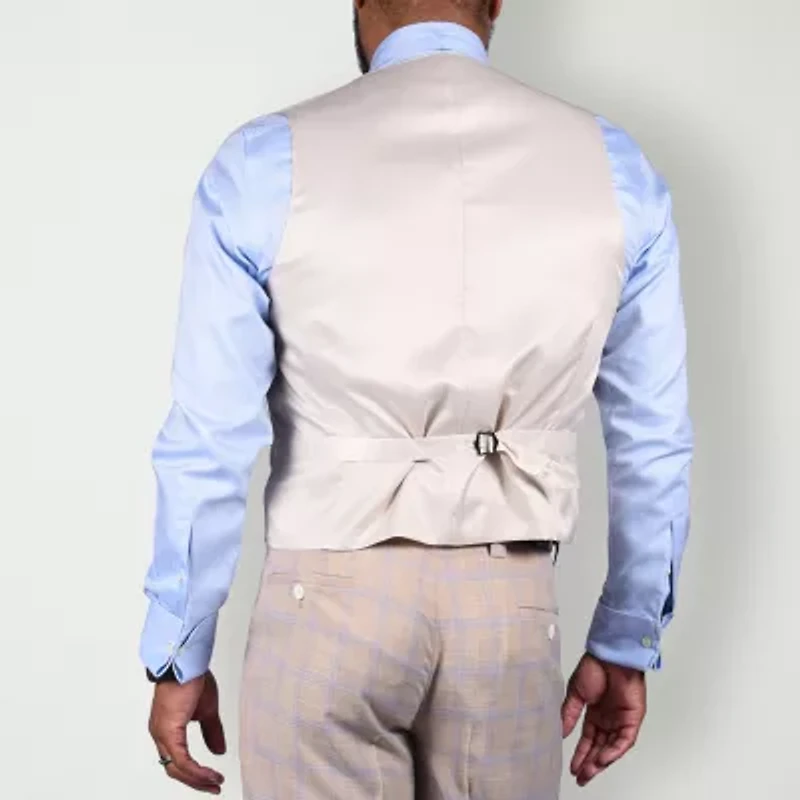 Steve Harvey Mens Plaid Stretch Fabric Classic Fit Suit Vest