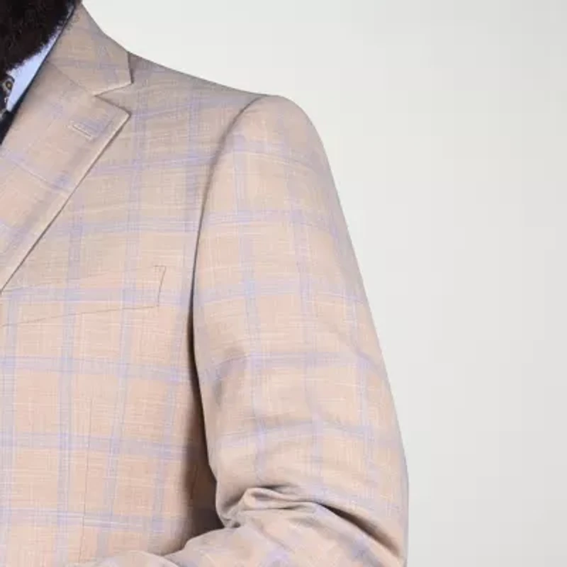 Steve Harvey Mens Stretch Fabric Classic Fit Plaid Suit Jacket