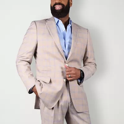 Steve Harvey Mens Stretch Fabric Classic Fit Plaid Suit Jacket