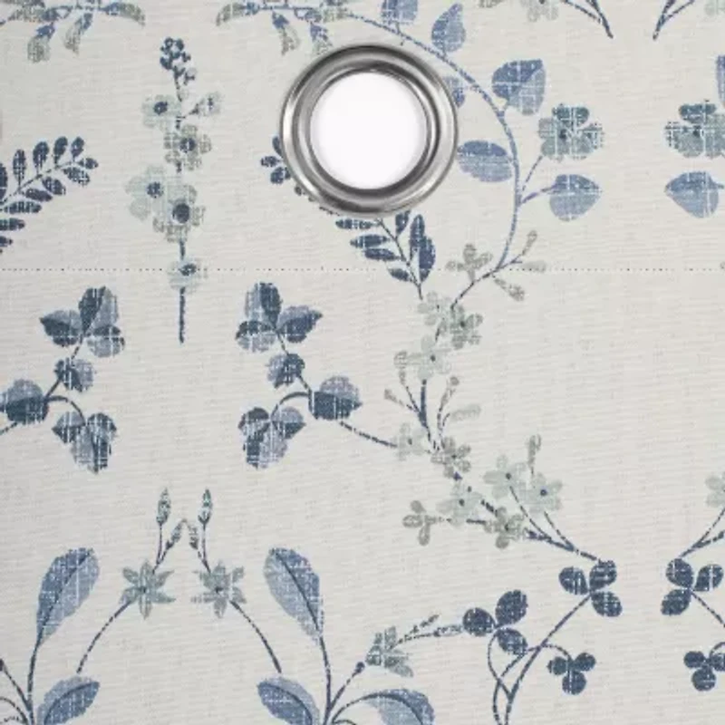 Fieldcrest Heritage Davina Vine Floral Grommet Top Energy Saving 100% Blackout Single Curtain Panel
