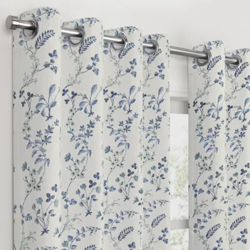 Fieldcrest Heritage Davina Vine Floral Grommet Top Energy Saving 100% Blackout Single Curtain Panel