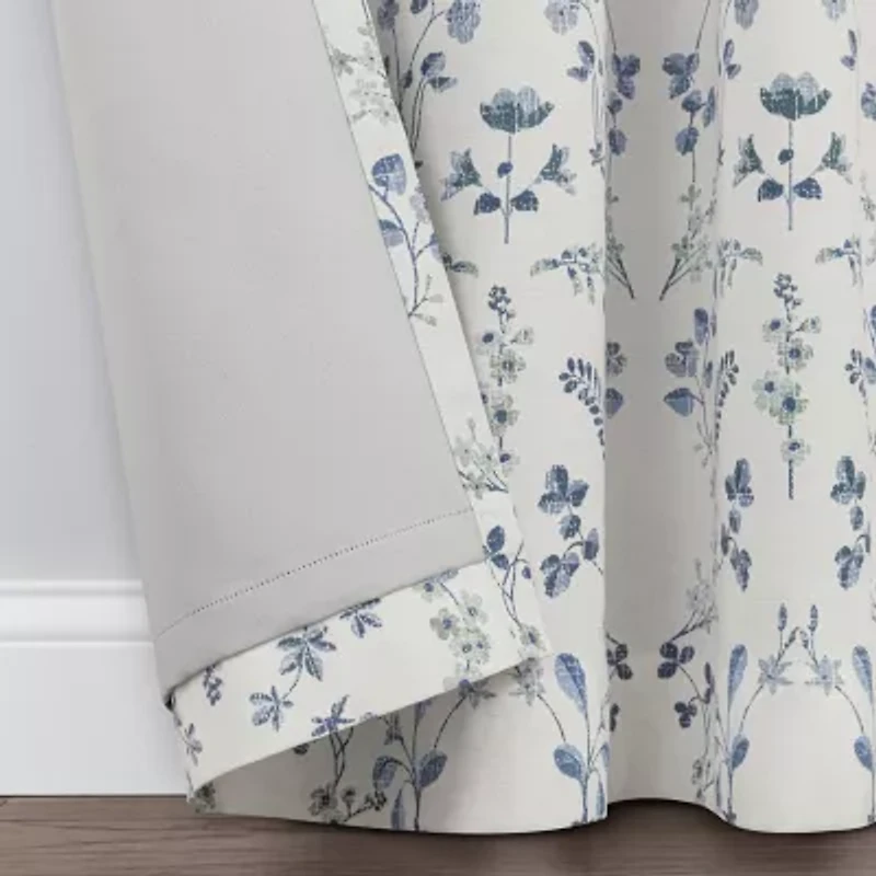 Fieldcrest Heritage Davina Vine Floral Grommet Top Energy Saving 100% Blackout Single Curtain Panel