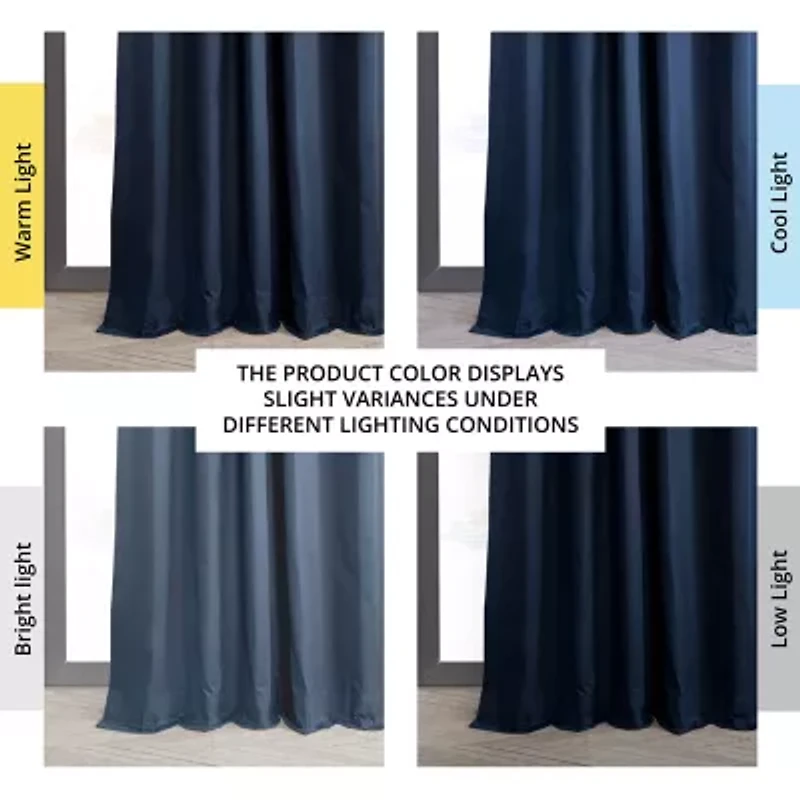 Exclusive Fabrics & Furnishing Solid 100% Cotton Rod Pocket Back Tab Energy Saving Blackout Single Curtain Panel