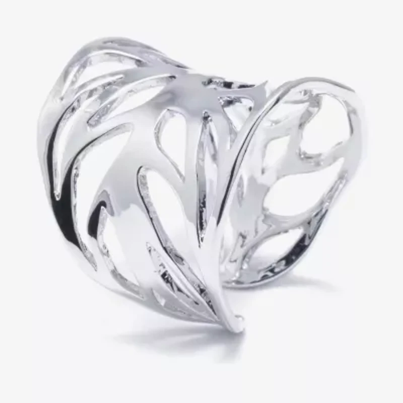 Sparkle Allure Womens Pure Silver Over Brass Round Cocktail Ring