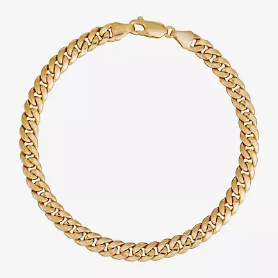 Made in Italy Mens 14K Gold 8 Inch Semisolid Curb Chain Bracelet