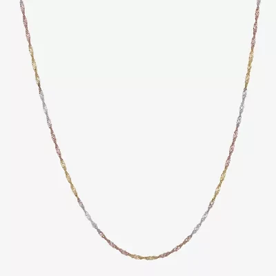 Made in Italy Womens 14K Tri-Color Gold 18 Inch Singapore Chain Necklace