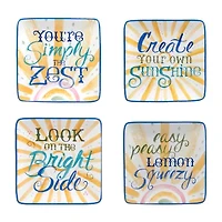 Certified International Lemonade Canape 4-pc. Earthenware Appetizer Plate