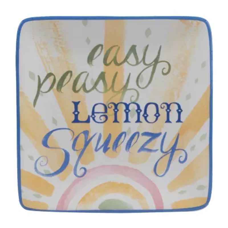 Certified International Lemonade Canape 4-pc. Earthenware Appetizer Plate