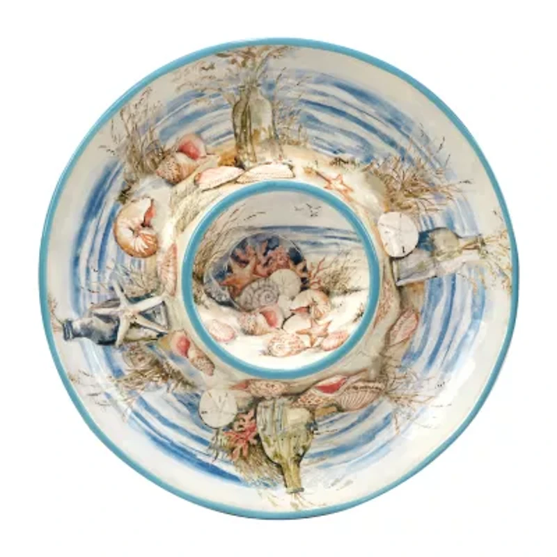 Certified International Coastal Landscape Earthenware Chip & Dip Sets