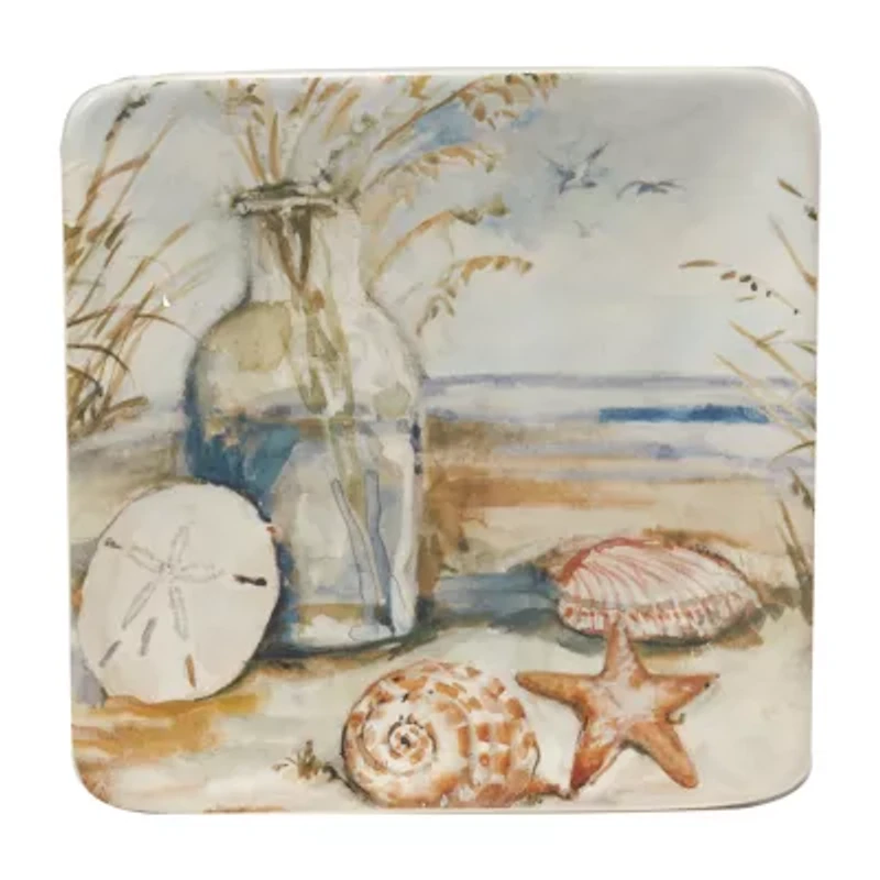 Certified International Coastal Landscape Canape 4-pc. Earthenware Appetizer Plate