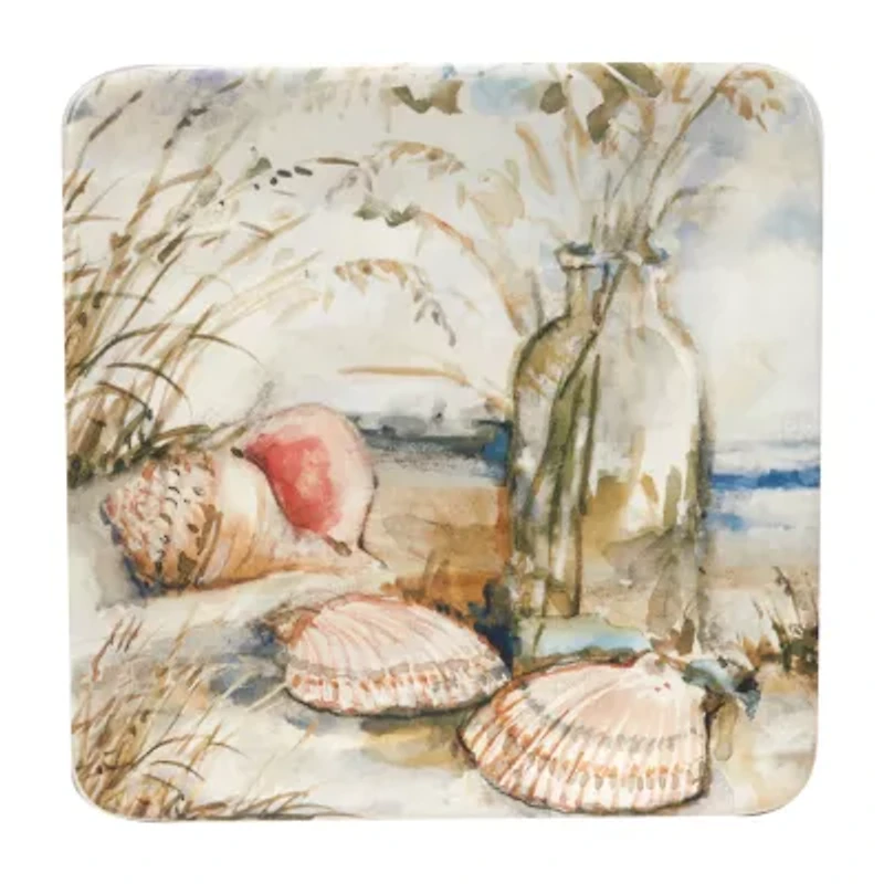 Certified International Coastal Landscape Canape 4-pc. Earthenware Appetizer Plate