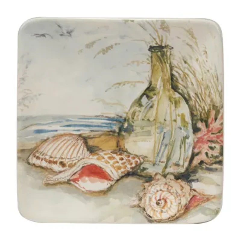 Certified International Coastal Landscape Canape 4-pc. Earthenware Appetizer Plate