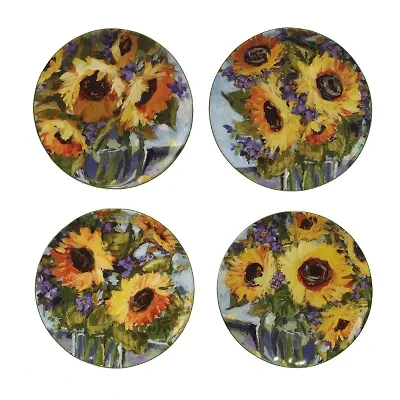 Certified International Sunflower Bouquet 4-pc. Earthenware Salad Plate
