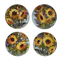 Certified International Sunflower Bouquet 4-pc. Earthenware Salad Plate