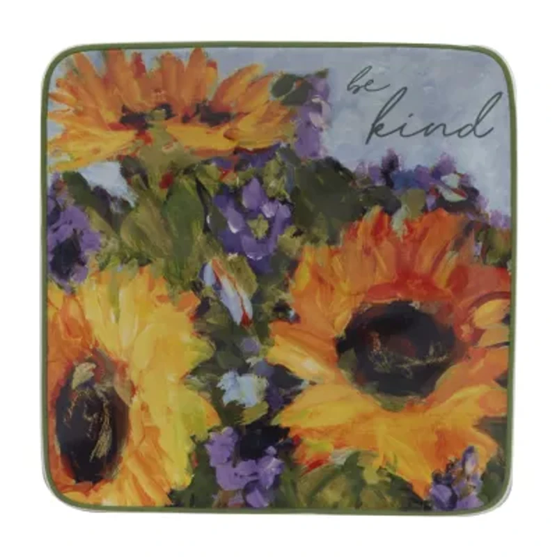 Certified International Sunflower Bouquet Canape 4-pc. Earthenware Appetizer Plate
