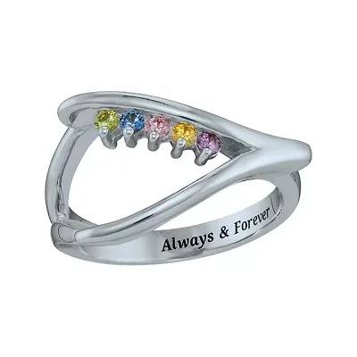 Personalized Birthstone Wishbone Ring