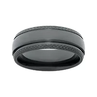 Mens Black Zirconium Wedding Band