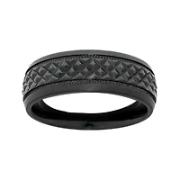 Mens Textured Black Zirconium Wedding Band