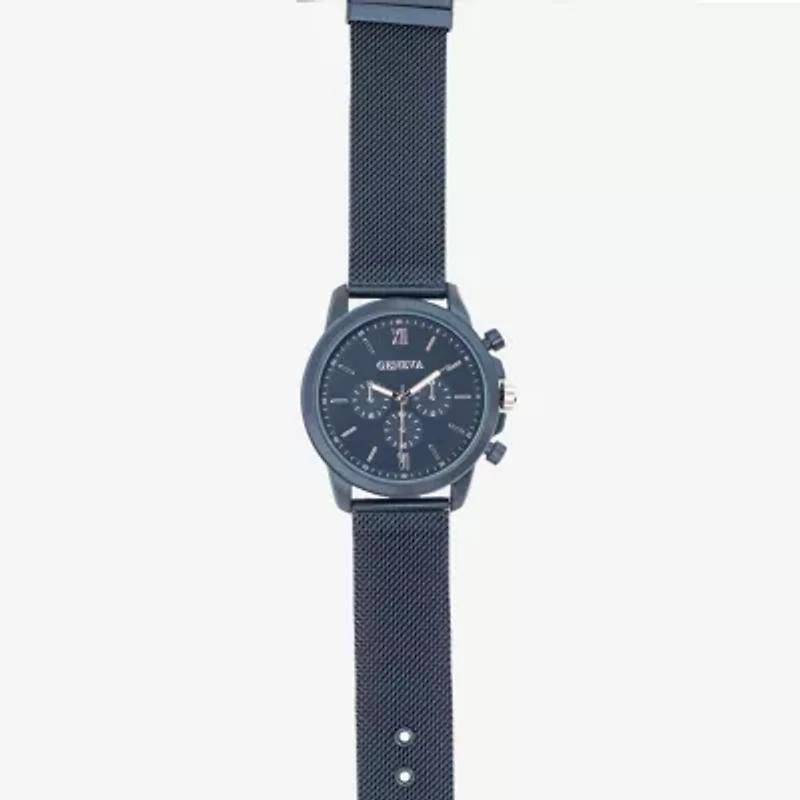 Geneva Mens Blue Stainless Steel 2-pc. Watch Boxed Set Mac7093jc