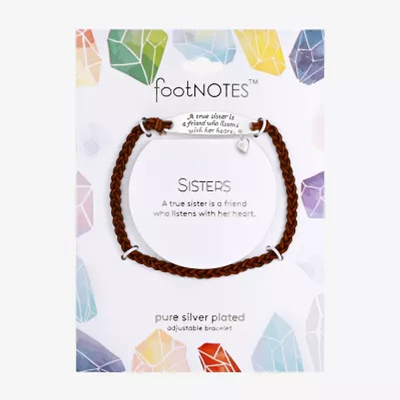 Footnotes Sisters Womens Pure Silver Over Brass Cord Bracelet