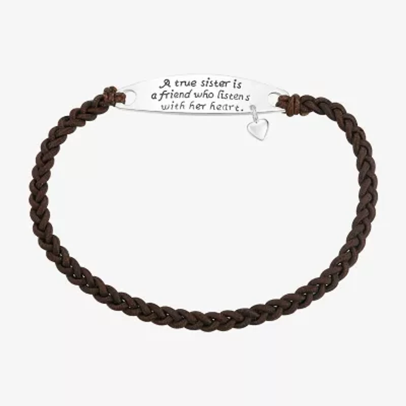 Footnotes Sisters Womens Pure Silver Over Brass Cord Bracelet