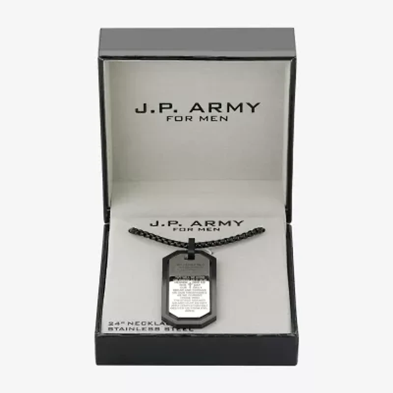 J.P. Army Men's Jewelry Stainless Steel 24 Inch Link Dog Tag Pendant Necklace